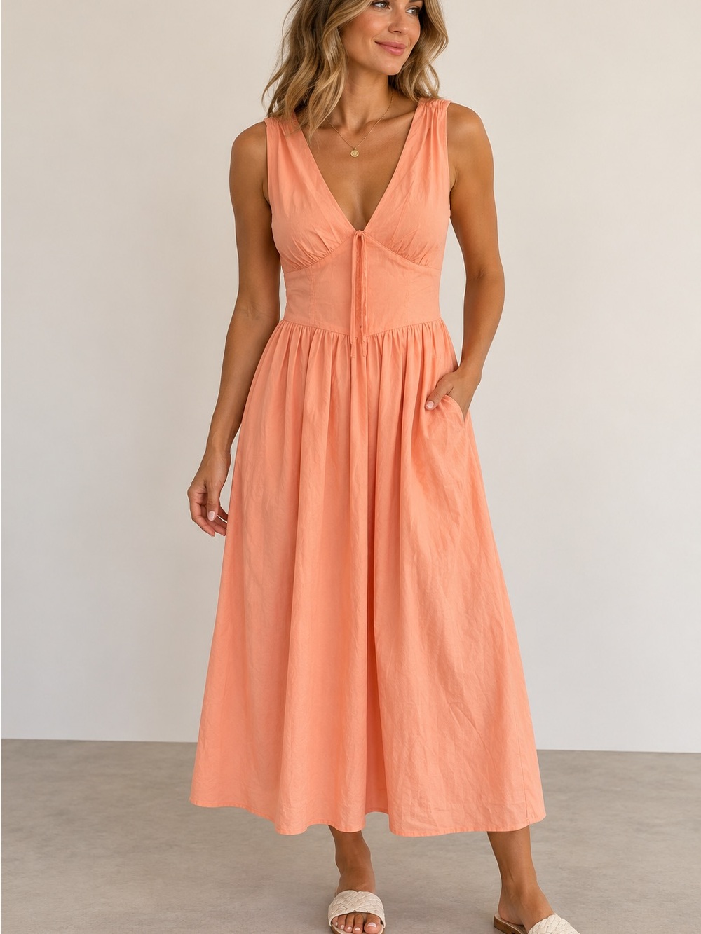 353. Band of the Free V-Neck Sleeveless Midi Dress